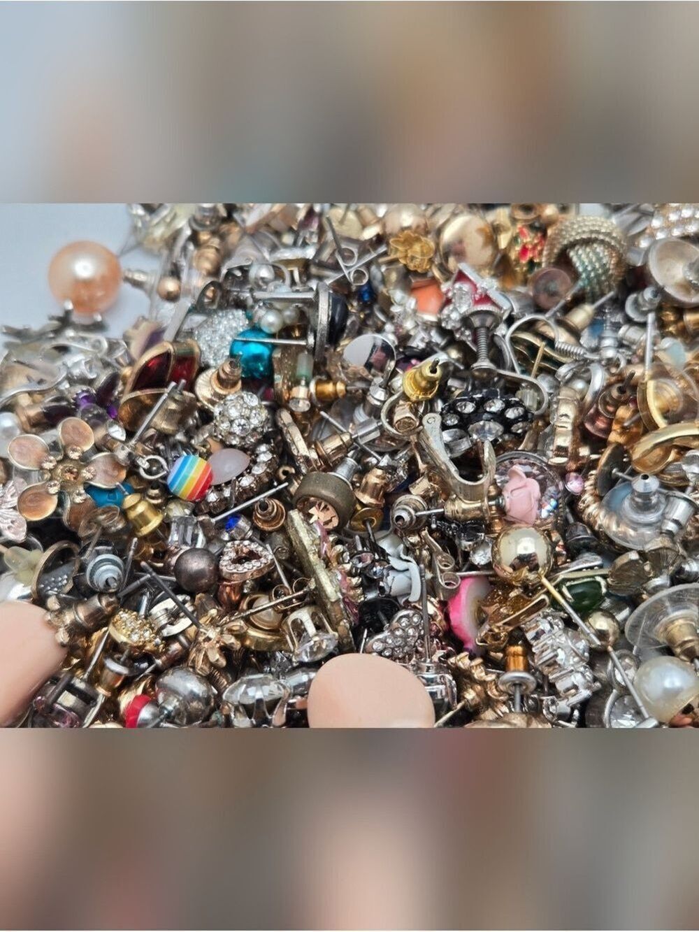 Lot Stud Earrings 2 lbs Jewelry  Faux Pearls DIY Craft Bundle - Picture 4 of 10